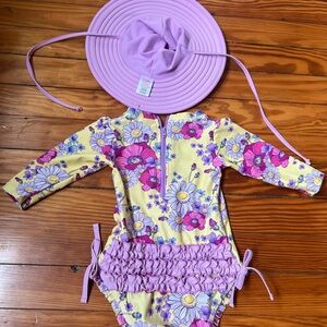 Ruffle Butts swim suit and matching hat